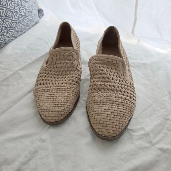 Joie Woven Leather Loafer Flat Open Weave Taupe EUC Size 9 - Picture 9 of 10